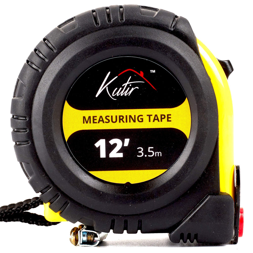  [AUSTRALIA] - 12 Foot Measuring Tape Measure by Kutir - Easy to Read Both Side Dual Ruler, Retractable, Heavy Duty, Magnetic Hook, Metric, Inches and Imperial Measurement, Shock Absorbent Rubber Case 12 Feet