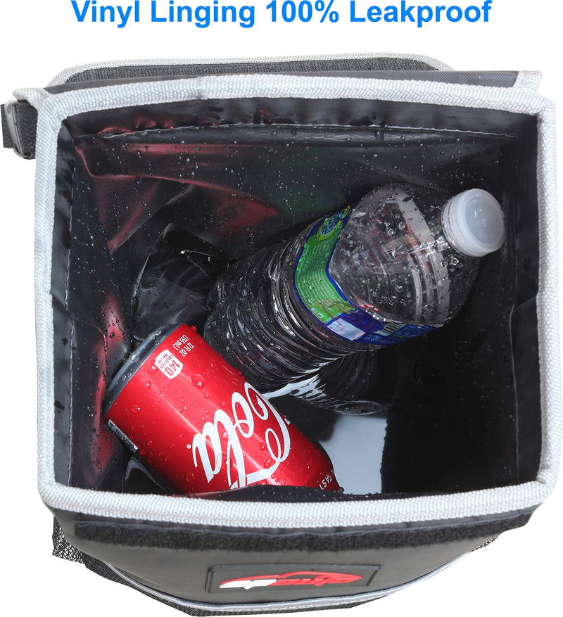 EPAuto Waterproof Car Trash Can with Lid and Storage Pockets, Black - LeoForward Australia