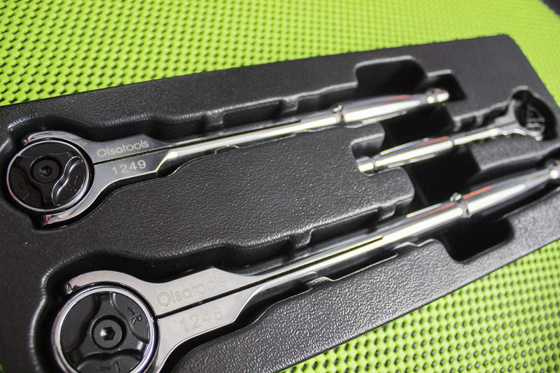  [AUSTRALIA] - Olsa Tools Swivel Head Ratchet 3/8-Inch Drive | 90 Tooth Round Head | Swivel Ratchet Wrench for Professional Mechanics | Premium Roto Swivel Socket Wrench | Swiveling Ratchet 1pc
