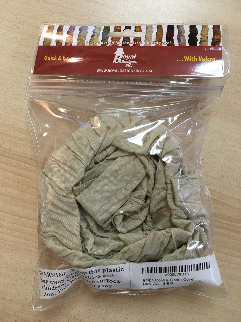  [AUSTRALIA] - Royal Designs, Inc CC-18-BG-2 Fabric Cord Cord & Chain Covers, 4 ft, Beige-2 Pack, 2 Piece Beige - 2 Pack