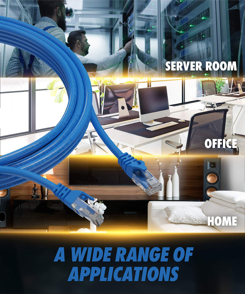 Cat6 Ethernet Cable, 12 ft (2 Pack) LAN, UTP (3.6 Meters) Cat 6, RJ45, Network, Patch, Internet Cable - 12 feet Black & Blue - LeoForward Australia