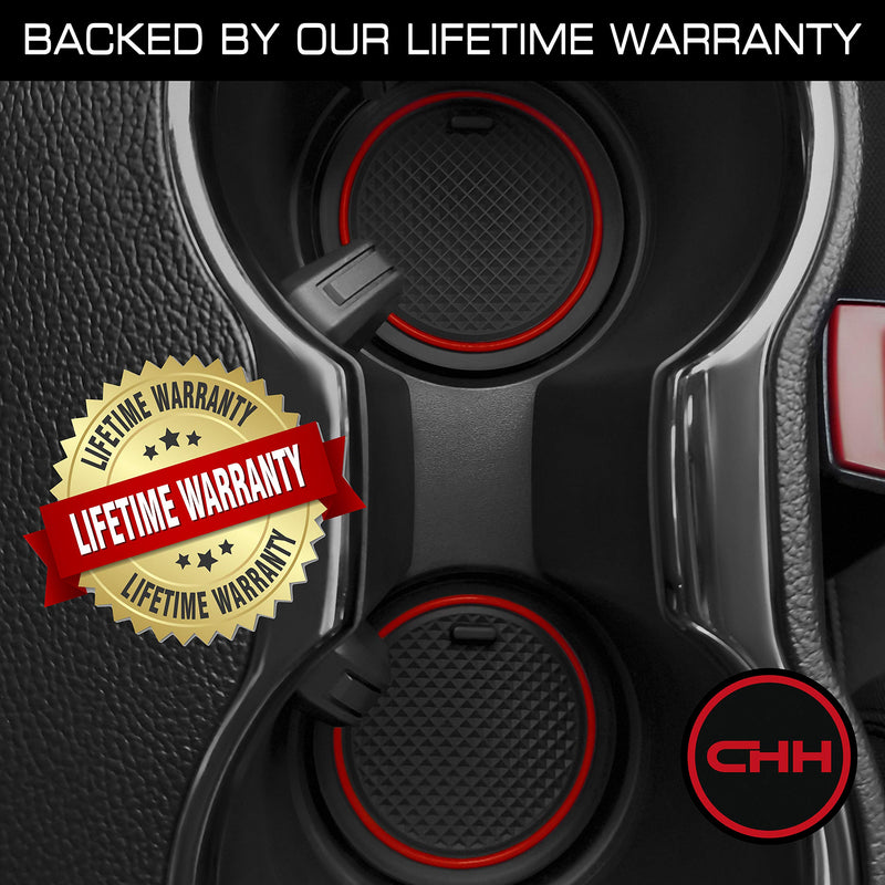  [AUSTRALIA] - CupHolderHero for Ford Mustang 2015-2020 Custom Liner Accessories - Premium Cup Holder, Console, and Door Pocket Inserts 5-pc Set (Red Trim) Red Trim