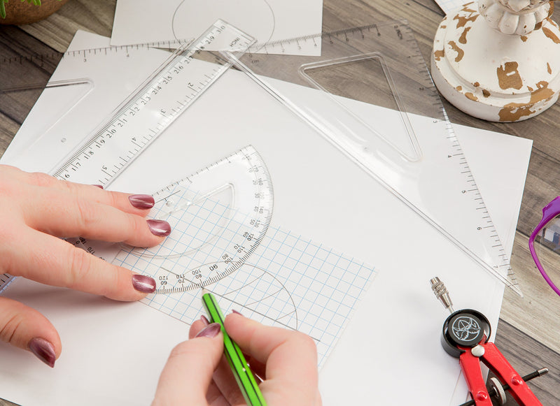 Protractor and Compass for Geometry for Kids with Rulers and Two Set Squares - LeoForward Australia