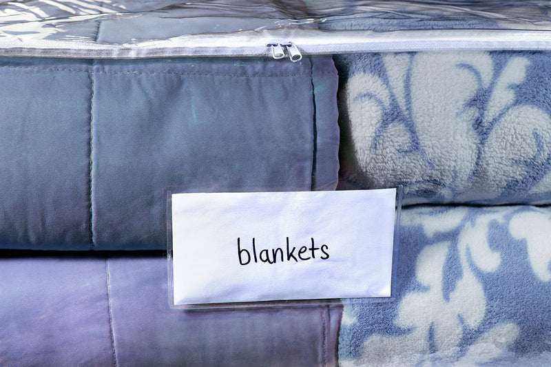  [AUSTRALIA] - Clear Blanket Storage Bag - Durable Vinyl Material to Shield Your Contents from Dust, Dirt and Moisture. Easy Gliding Zipper for Easy Access and Label Pocket for Easy Identification. (2-Pack)