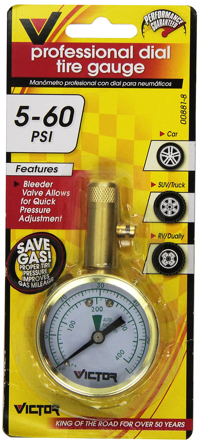  [AUSTRALIA] - VICTOR 22-5-00881-8 Professional Dial with Bleeder Valve Tire Gauge