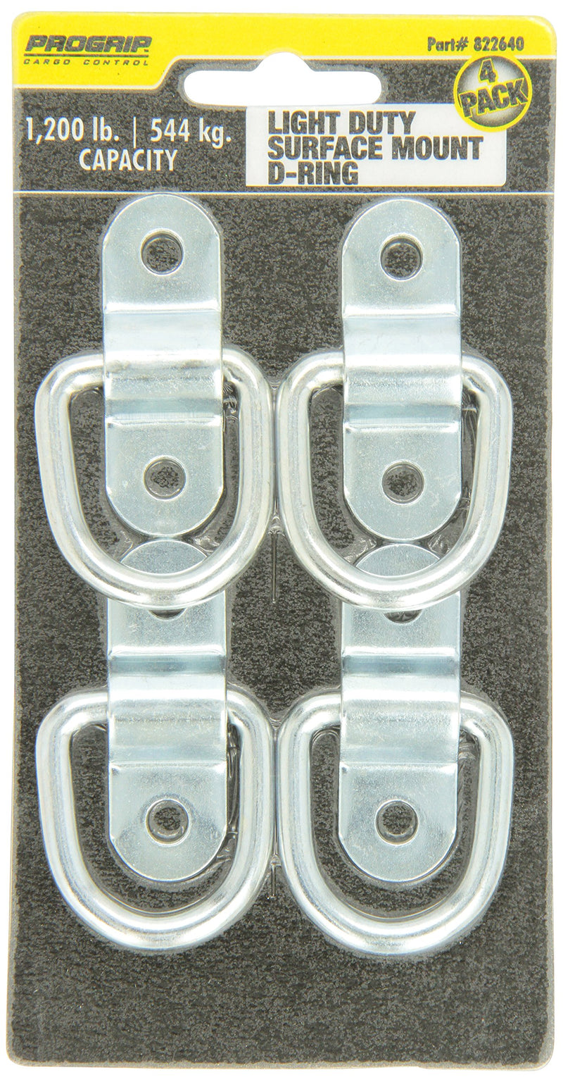  [AUSTRALIA] - PROGRIP 822640 Truck and Trailer Cargo Surface Mount Tie Down with D Ring: Light Duty Strength (Pack of 4)
