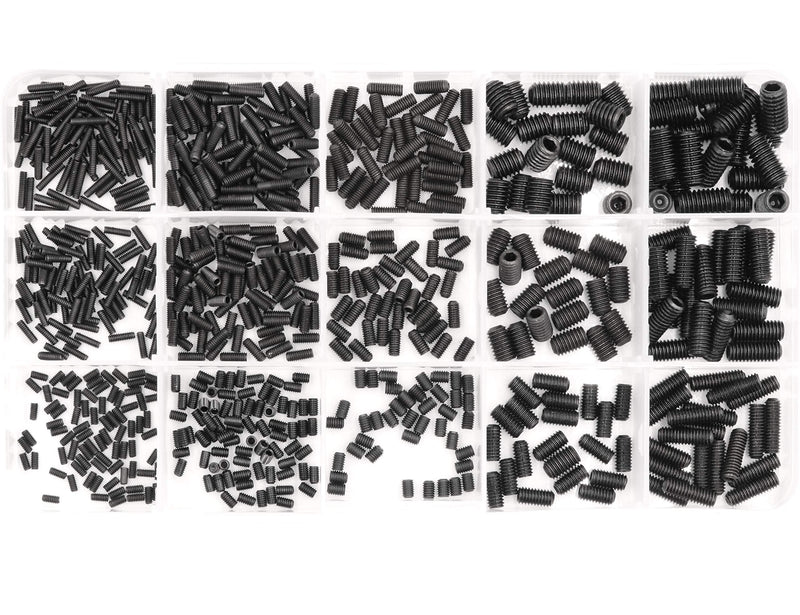  [AUSTRALIA] - LBY 720pcs M2 M2.5 M3 M4 M5 M6 Internal Hex Drive Cup-Point Set Screws,Socket Head Cap Screws Grub Screws Assortment Kit 15 Sizes,Carbon Steel Black