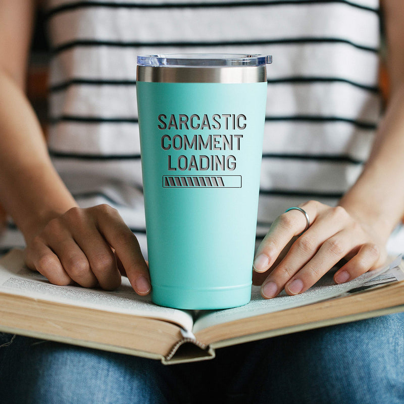  [AUSTRALIA] - Sarcastic Comment Loading - Funny Present for Women - 16 oz Mint Insulated Stainless Steel Tumbler w/ Lid - Birthday Mothers Day Present Ideas from Daughter Son - Mother Mom Women Coworkers