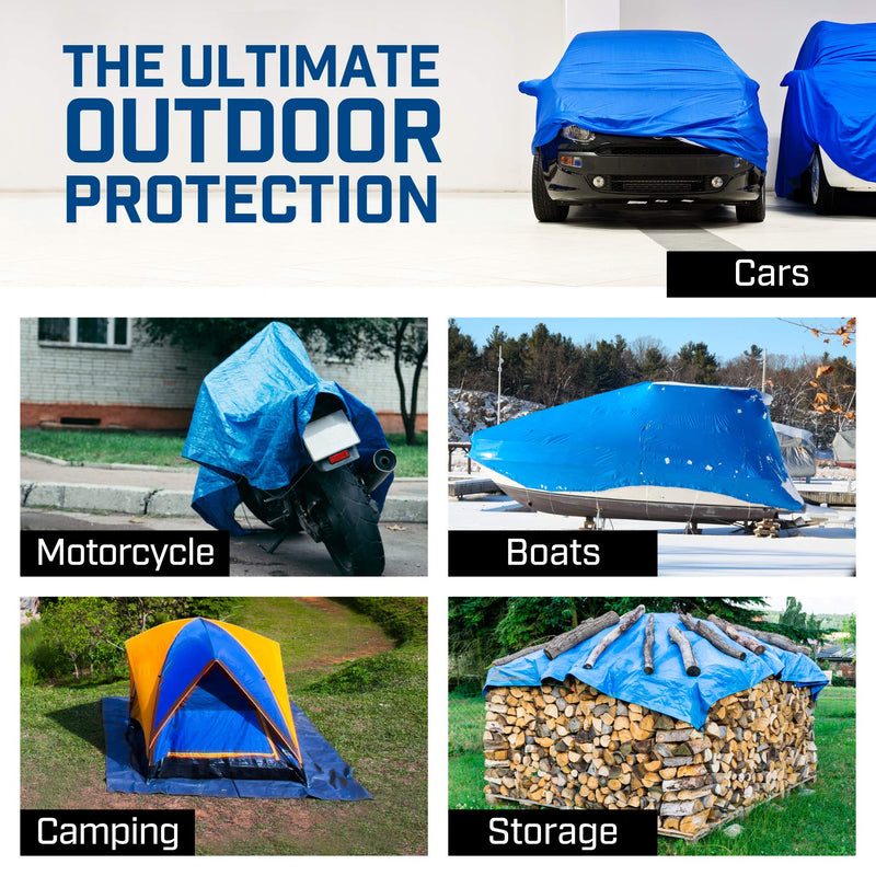  [AUSTRALIA] - B-Air Grizzly Tarps - Large Multi-Purpose, Waterproof, Heavy Duty Poly Tarp Cover - 5 Mil Thick (Blue - 8 x 10 Feet) 8X10 Pack of 1