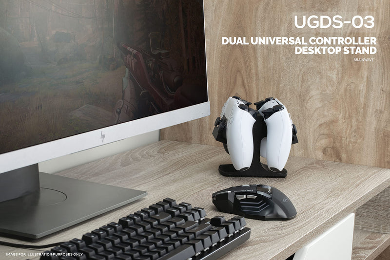  [AUSTRALIA] - Dual Game Controller Desktop Holder Stand - Universal Design for Xbox ONE, PS5, PS4, PC, Steelseries, Steam & More, Reduce Clutter UGDS-03 by Brainwavz