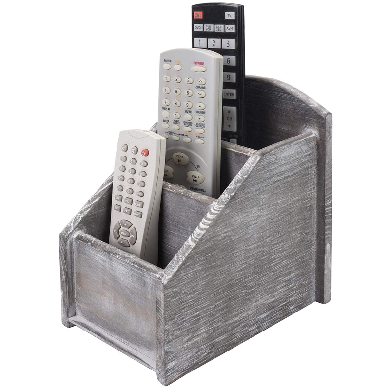  [AUSTRALIA] - MyGift 3-Slot Graywashed Wood TV Caddy Remote Control Media Storage Organizer