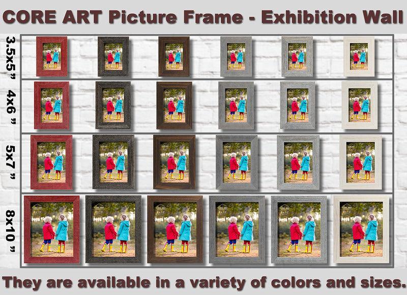  [AUSTRALIA] - 3.5x5 Picture Frames, Black Photo Frame of Rustic Style, Solid Wood Frame Moulding, Semi-tempered Glass Panel, Farmhouse Frames Set of 2, Wall Mounted or Tabletop Display, Designed by CORE ART 3.5x5