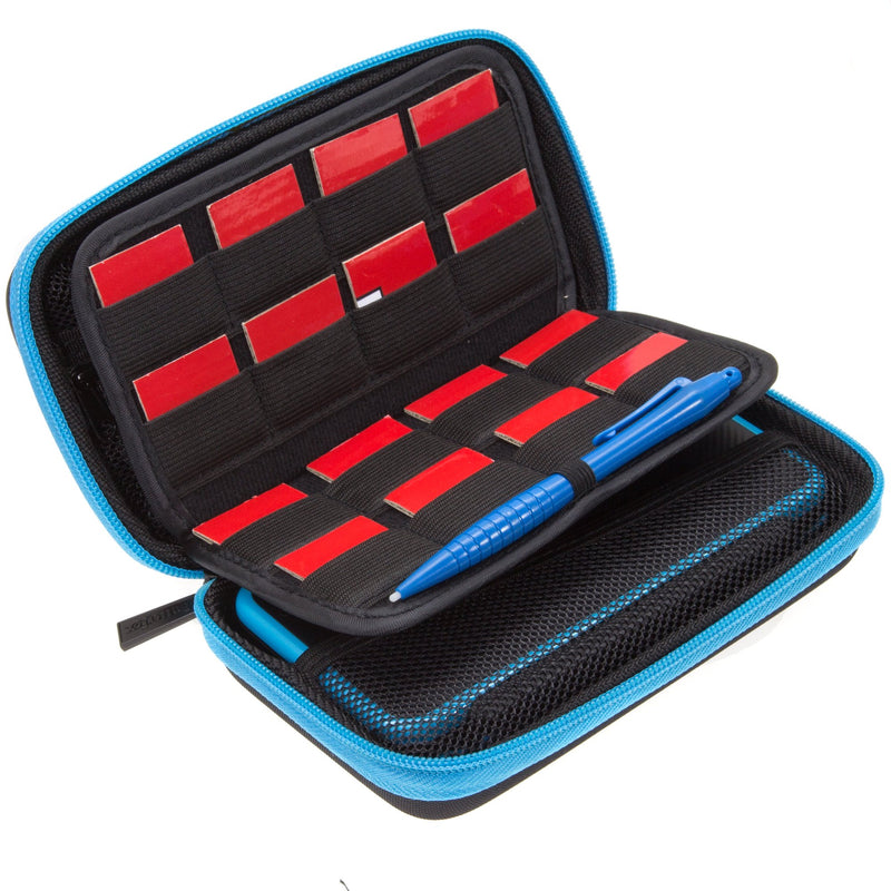  [AUSTRALIA] - BRENDO Hard Carrying Case for New Nintendo 2DS XL + Large Stylus, Fits Wall Charger, 24 Game Cartridge Case Holder, Large Accessories Pocket - Black + Turquoise