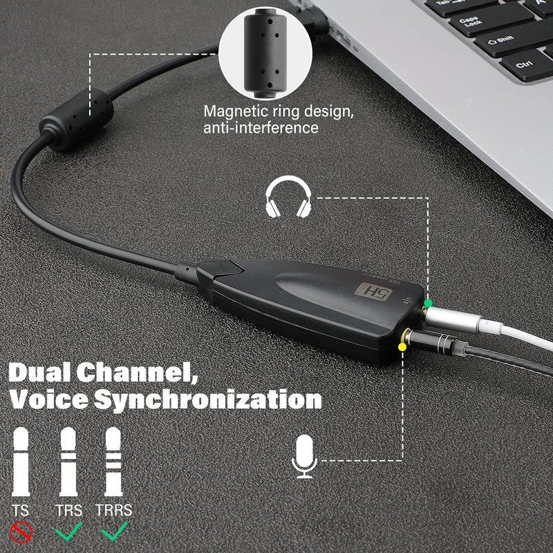  [AUSTRALIA] - Saisn USB Stereo Sound Card, USB 7.1 External Audio Sound Adapter Card 5Hv2 Channel Converter to 3.5mm Headphone Microphone Jack for Mac, PC, Windows.