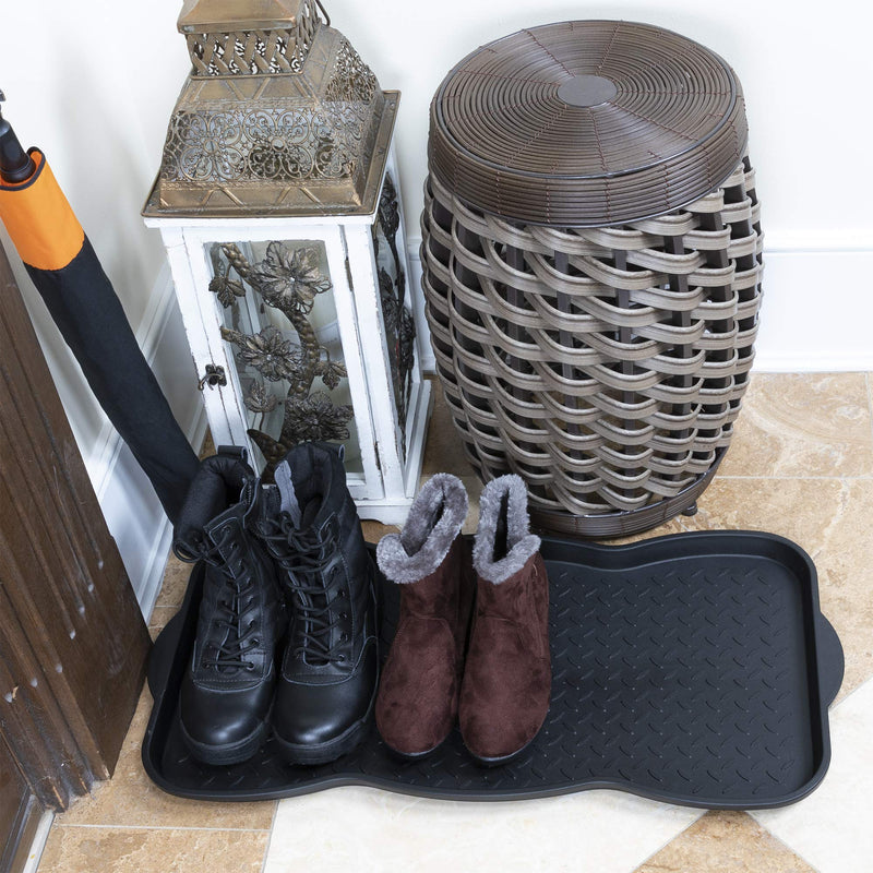  [AUSTRALIA] - Sweethome Curved Boot Tray Indoor/Outdoor, 30" X 15", Black, Black Rectangle