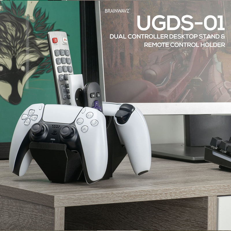  [AUSTRALIA] - Dual Game Controller & TV Remote Control & Storage Desktop Holder, Universal Design for Xbox ONE PS5 PS4 PC Gamepads, Reduce Clutter, UGDS-01 by Brainwavz