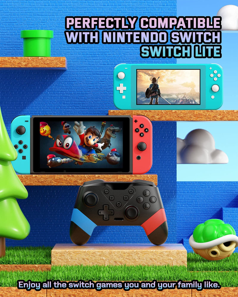  [AUSTRALIA] - VOYEE Wireless Controller Compatible with Nintendo Switch/Switch Lite, Pro Switch Controller with Turbo, Motion, Vibration, Screenshot Function- Black/Blue/Red