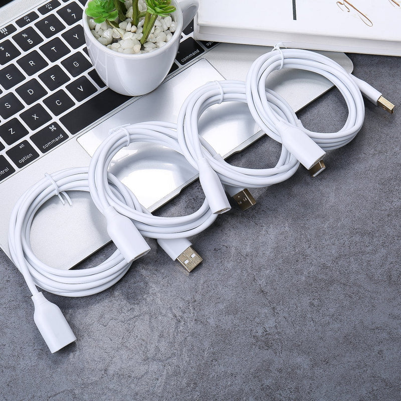  [AUSTRALIA] - Besgoods 4-Pack 6ft White USB Extension Cables – USB 2.0 Type A Male to A Female Extension Cable for Keyboard, Mouse, Printer
