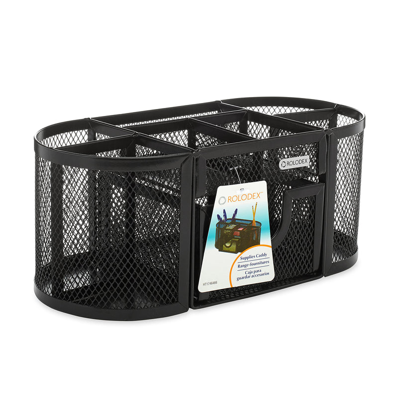 Rolodex Mesh Pencil Cup Organizer, Four Compartments, Steel, 9 1/3"x4 1/2"x4", Black (1746466) - LeoForward Australia