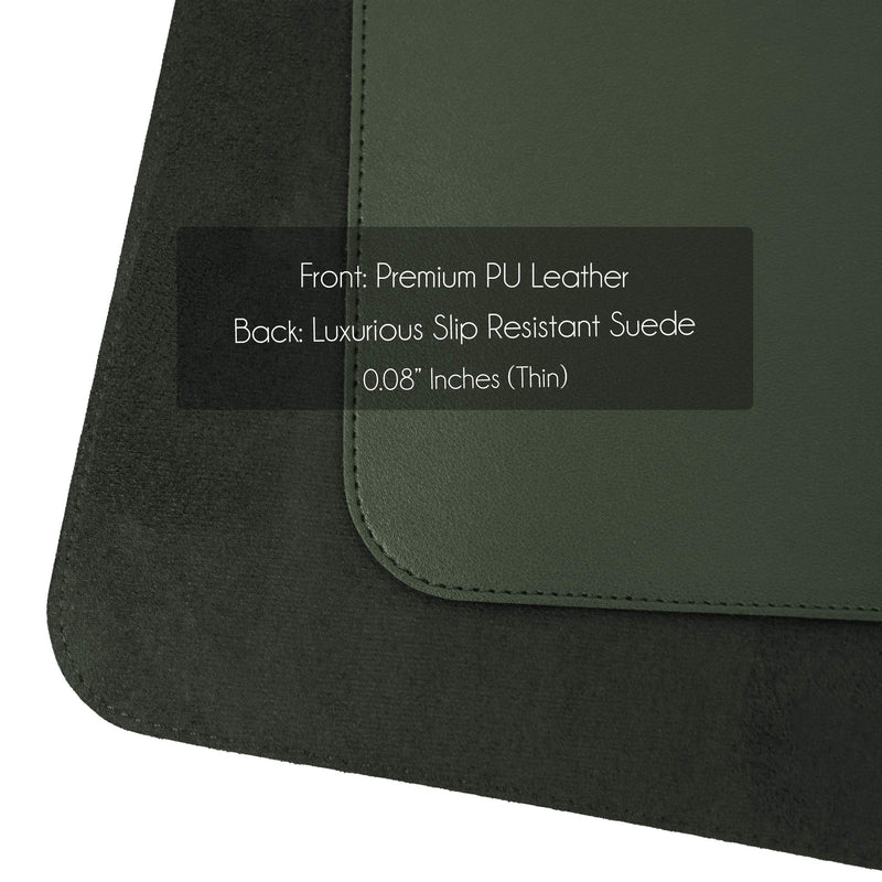 Non-Slip Leather Desk Pad 32” x 17”, Vine Creations Desk Mat Protector Waterproof Dark Green - 2021 Upgraded Sewing PU Leather Mouse Pad Writing Surface, Office Decor Desktop Blotter for Top of Desk 32" x 17" - LeoForward Australia