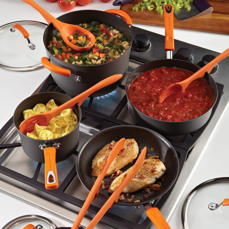 Rachael Ray Kitchen Tools and Gadgets Nonstick Utensils/Lazy Spoon and Ladle, 2 Piece, Orange - LeoForward Australia