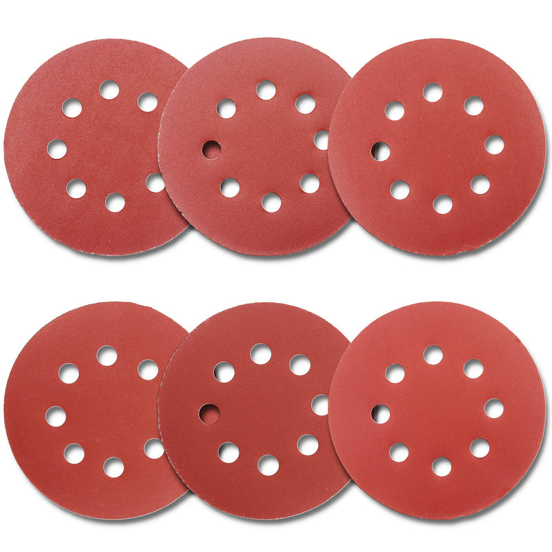  [AUSTRALIA] - 60Pcs Sanding Discs 5 Inch 8 Holes, 1000/800/600/400/320/240 Grit Sandpaper for Random Orbital Sander 240-1000