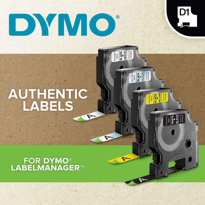  [AUSTRALIA] - DYMO Standard D1 45010 Labels for LabelManager Label Makers, 1/2" W x 23' L, Black Print on Clear Tape, Self-Adhesive, 1 Cartridge 1/2" Black on Clear