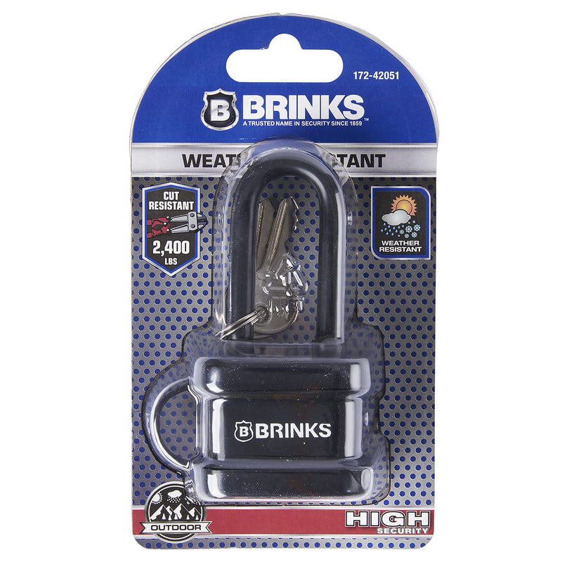  [AUSTRALIA] - BRINKS - 40mm Laminated Steel Weather Resistant Padlock with 2” Shackle - Vinyl Wrapped and Chrome Plated with Hardened Steel Shackle, 172-42051