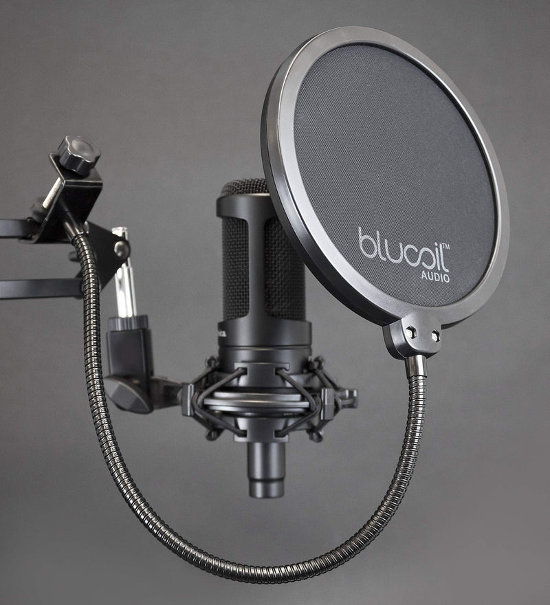  [AUSTRALIA] - Blucoil Pop Filter Windscreen for Professional Handheld Microphones - Double Layer Screen with Flexible Gooseneck Clip and Swivel Mount for Podcasts, Livestreams, Studio Recording, and Broadcast