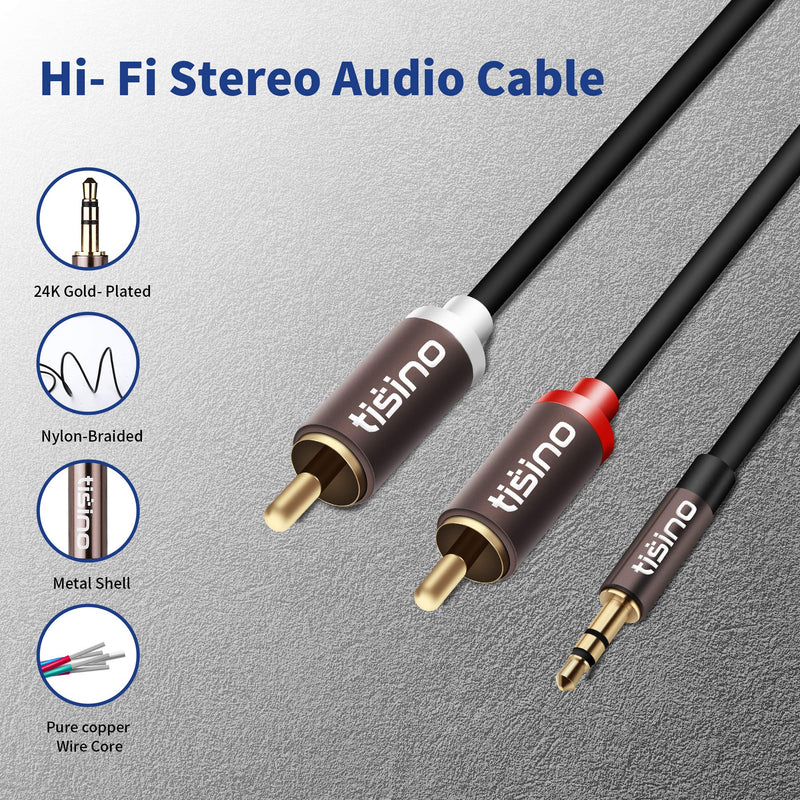 TISINO RCA to 3.5mm Cable, RCA to AUX Cable 3.5mm to 2RCA Male Stereo Audio Cable Auxiliary Coaxial Cable Y Cord Suitable for Smartphones, MP3, Speakers, Tablets, HD TVs, Home Theaters- 3.3ft/1m 3.3 feet - LeoForward Australia
