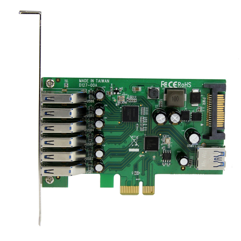  [AUSTRALIA] - StarTech.com 7 Port PCI Express USB 3.0 Card - Standard & Low-Profile - SATA Power - UASP Support - 1 Internal & 6 External USB 3.0 Ports (PEXUSB3S7)