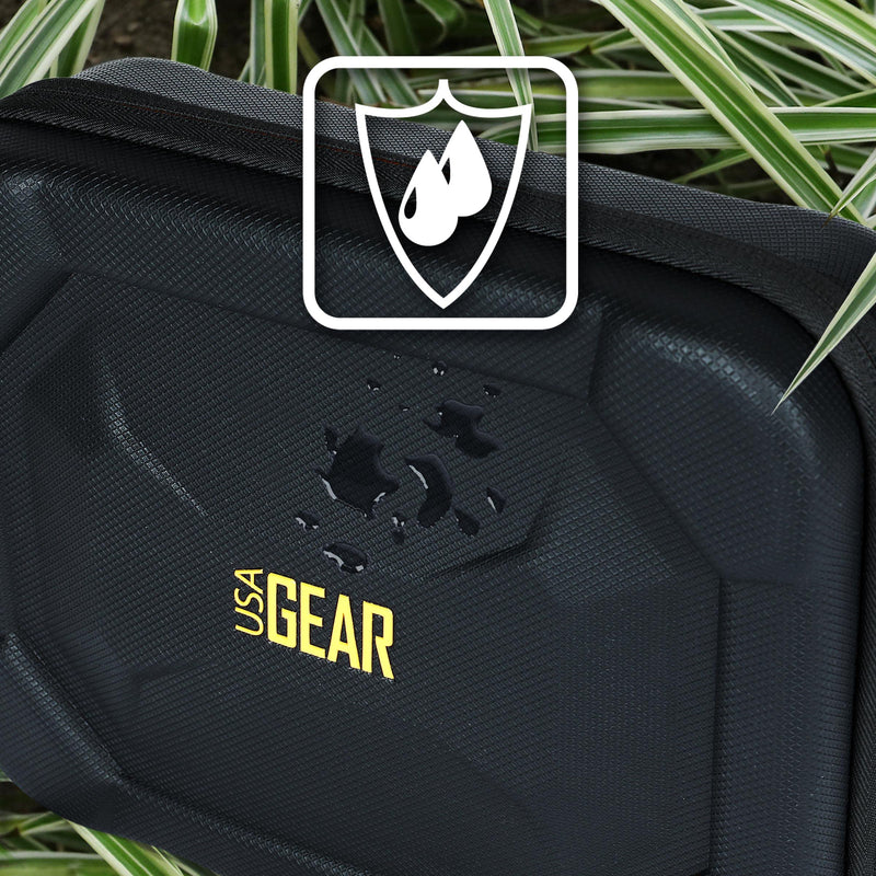  [AUSTRALIA] - USA Gear GoPro Hero Water Resistant EVA Foam Case - Lightweight, Customizable Foam Interior, Mesh Pocket - Compatible with Go Pro Hero 10, 9, 8, 7, 5, 3, Charger, Remote, & Accessories - Case Only