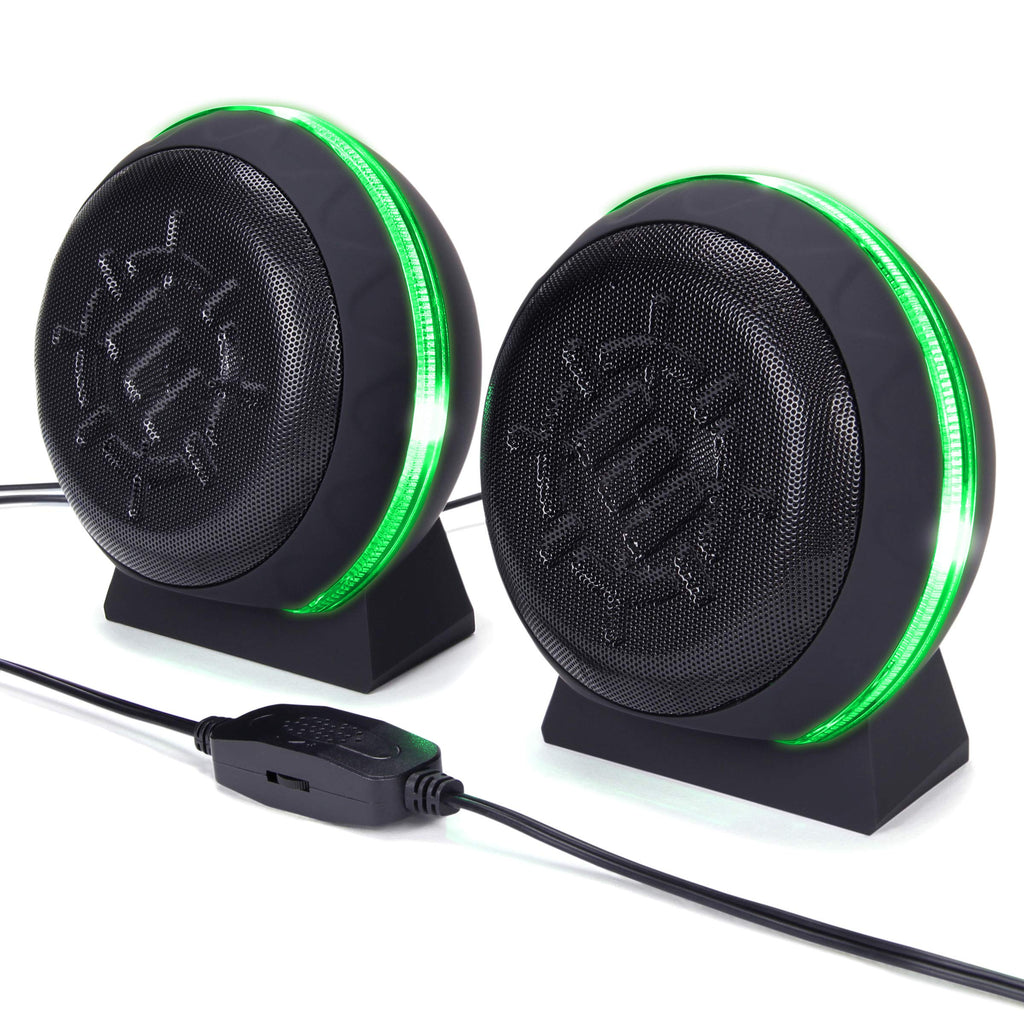  [AUSTRALIA] - ENHANCE SL2 USB Gaming Computer Speakers for PC with LED Green Light, 3.5mm Wired Connection and in-Line Volume Control - 2.0 Stereo Sound System for Gaming Laptop, Desktop, PC Computers