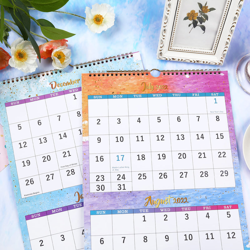  [AUSTRALIA] - 2022-2023 Wall Calendar - 3 Month Calendar Display (Folded in a Month), 11" x 26", Vertical Calendar with Thick Paper, Large, Lay- Flat, May 2022 - June 2023, Perfect for Daily Organizing & Planning - Watercolor Ink