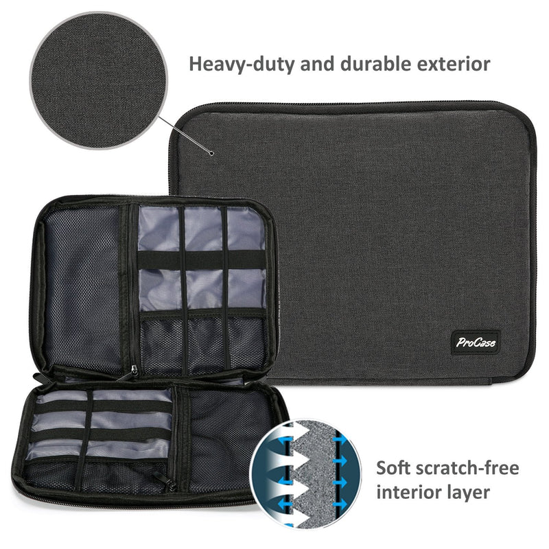  [AUSTRALIA] - ProCase Electronics Travel Gadget Organizer Tech Bag, Handy Gear Accessories Storage Carrying Bag Pouch for USB Cable SD Card Camera Hard Drive Flash Disk Power Bank -Black