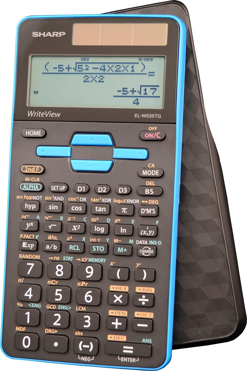  [AUSTRALIA] - Sharp Calculators EL-W535TGBBL 16-Digit Scientific Calculator with WriteView, 4 Line Display, Battery and Solar Hybrid Powered LCD Display, Black & Blue, Black, Blue, 6.4" x 3.1" x 0.6" x 6.4"