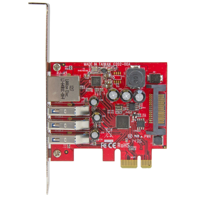  [AUSTRALIA] - StarTech.com 3 Port PCI Express USB 3.0 Card + Gigabit Ethernet - Fits Standard & Low-Profile PCs - UASP Supported - Optional SATA Power (PEXUSB3S3GE)