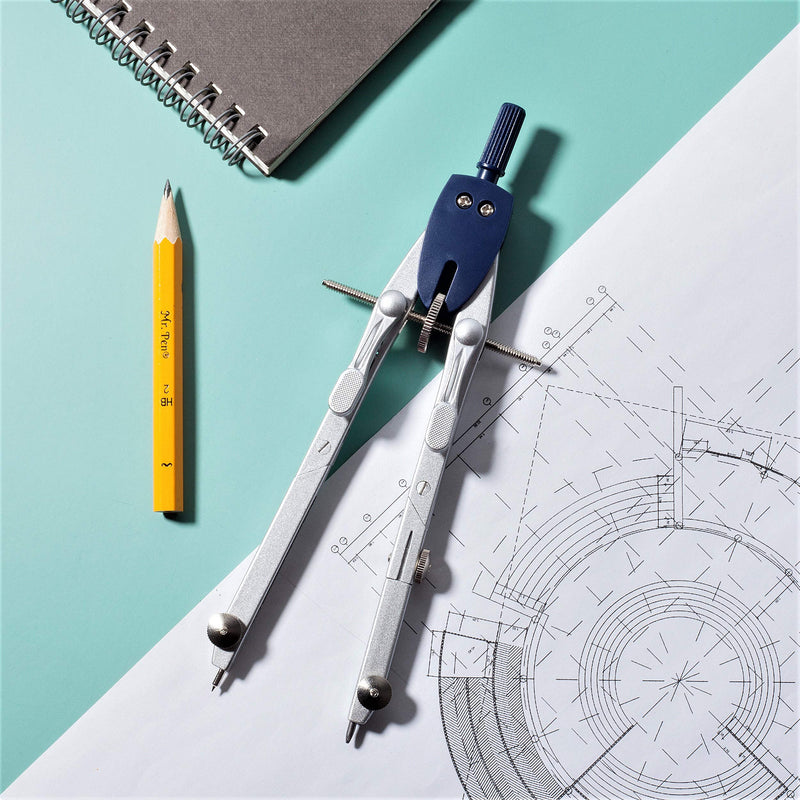 Mr. Pen Professional Metal Compass with Wheel and Lock for Geometry, Drafting, Math, Drawing - LeoForward Australia