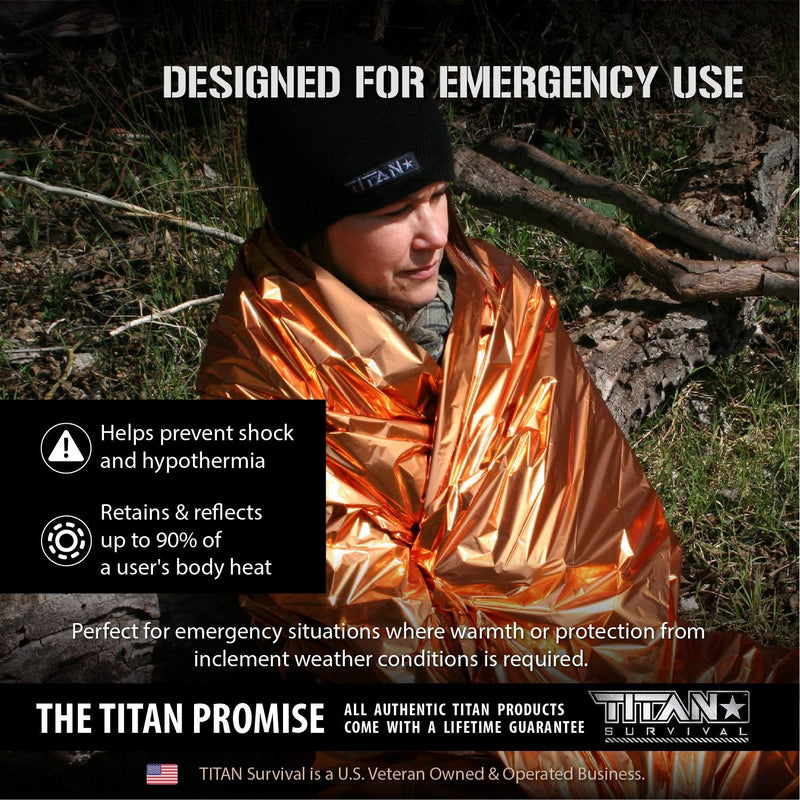  [AUSTRALIA] - Titan Survival's Two-Sided Emergency Mylar Survival Blankets, 5-Pack (Safety-Orange) Safety-orange (52" X 82")