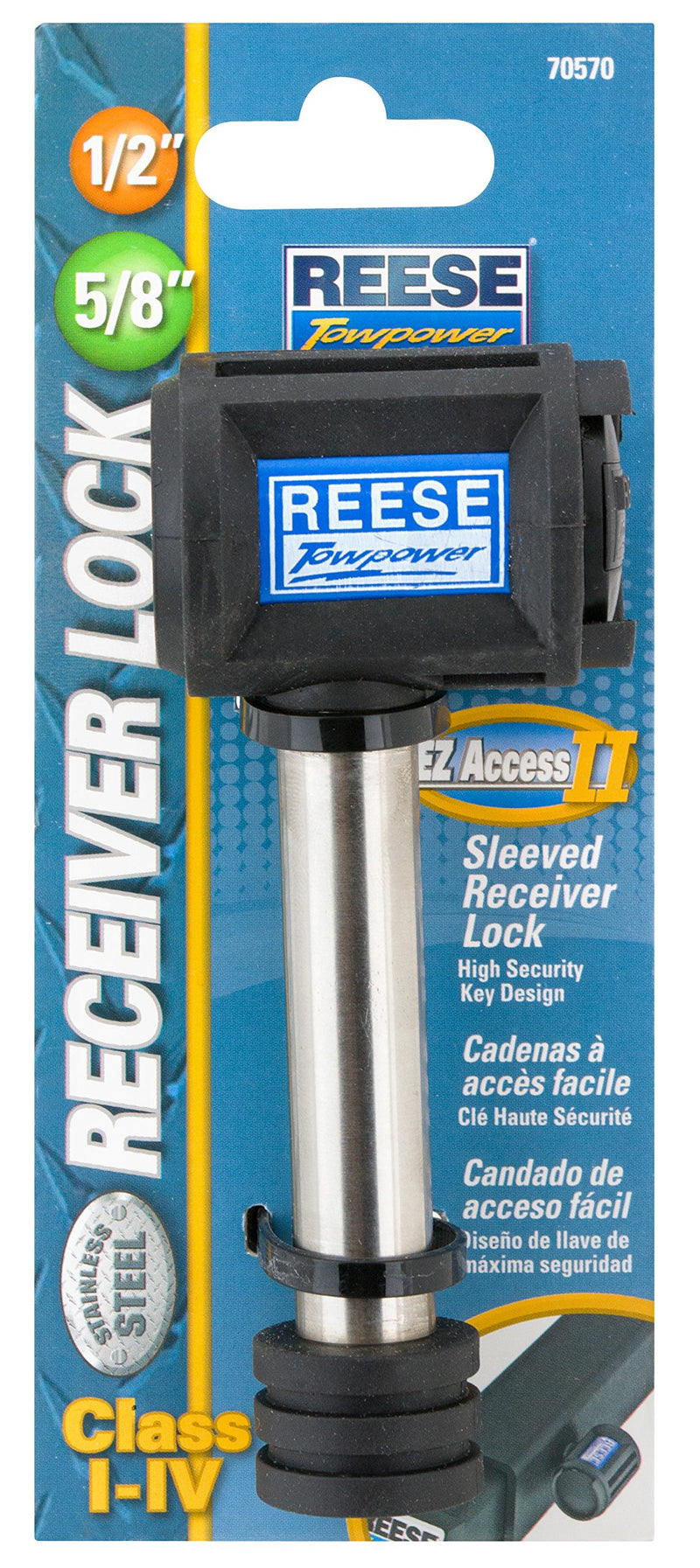  [AUSTRALIA] - Reese Towpower 7057030 EZ Access II Stainless Steel Class I-IV Sleeved Receiver Lock (5/8" and 1/2")