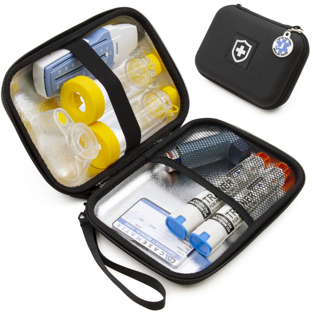  [AUSTRALIA] - Casematix 8 Inch Insulated Asthma Inhaler Medicine Travel Bag Case Compatible with Inhaler Spacer , Masks and More , Includes Case Only