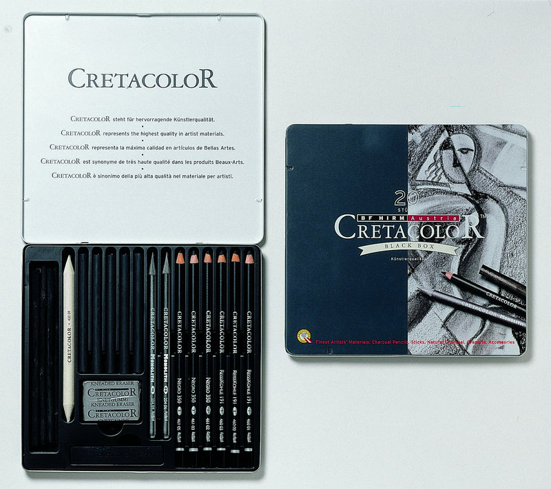 CRETACOLOR 400 30-Black Box 20-Piece Charcoal Set - LeoForward Australia