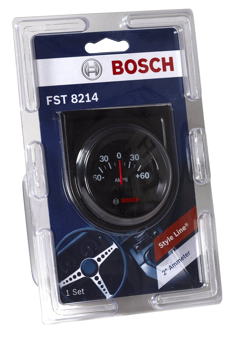  [AUSTRALIA] - Bosch SP0F000059 2" Style Line Ammeter Gauge (Black Dial Face, Black Bezel)