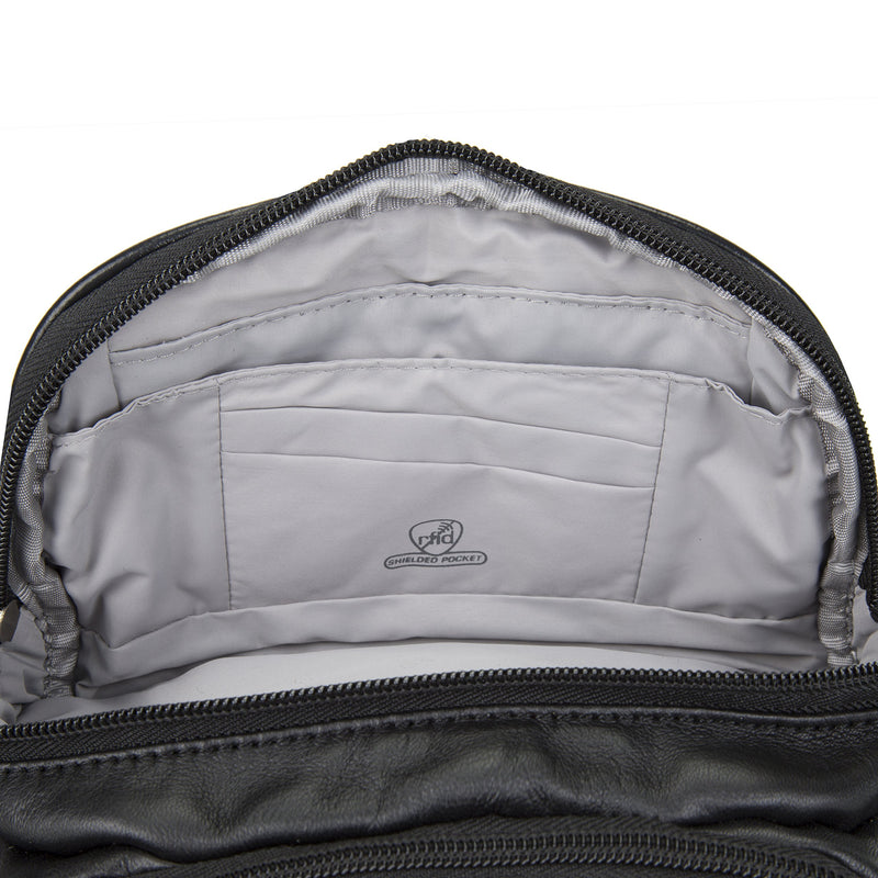 Travelon: RFID Blocking Leather Waist Pack - Black - LeoForward Australia