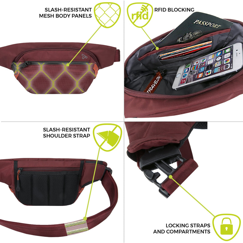 Travelon Anti-Theft Active Waist Pack, Charcoal, 9.5 x 6 x 2 - LeoForward Australia