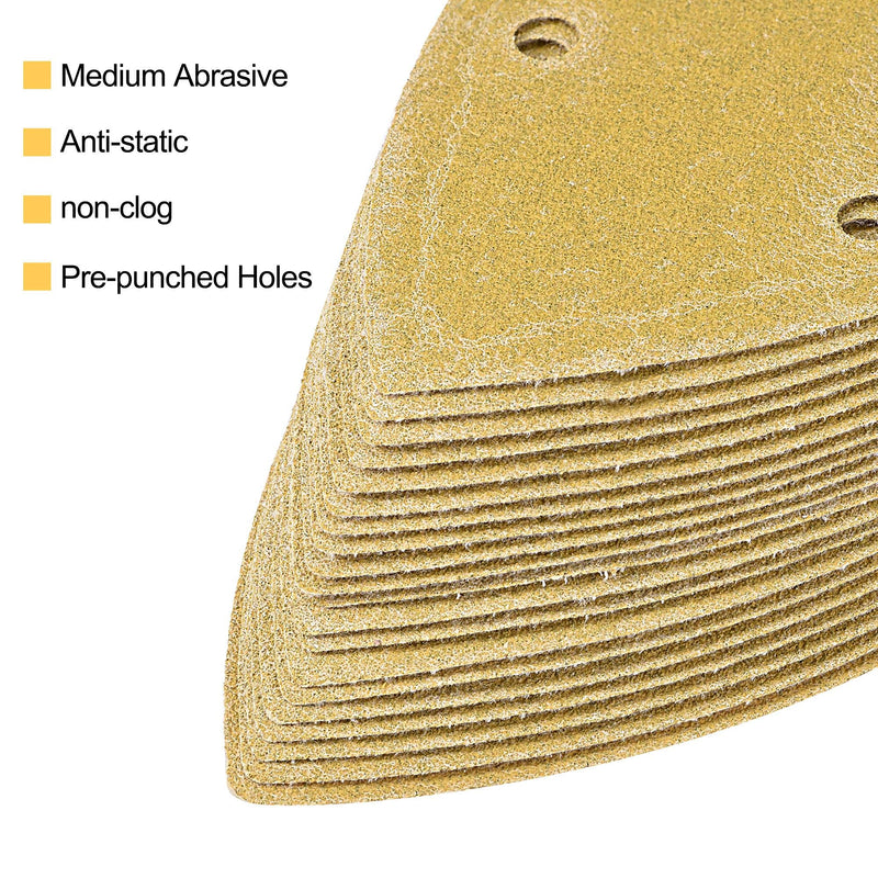  [AUSTRALIA] - uxcell 5 Holes Triangle Sandpaper 100 Grits (P100) Medium Abrasive 5.5-Inch Aluminum Oxide Sanding Sheets Hook and Loop Backed 20pcs