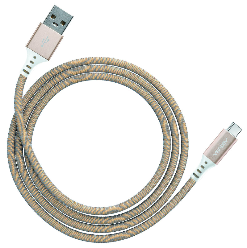 Ventev chargesync Alloy Cable, USB Type A-C, 4ft, Gold - LeoForward Australia