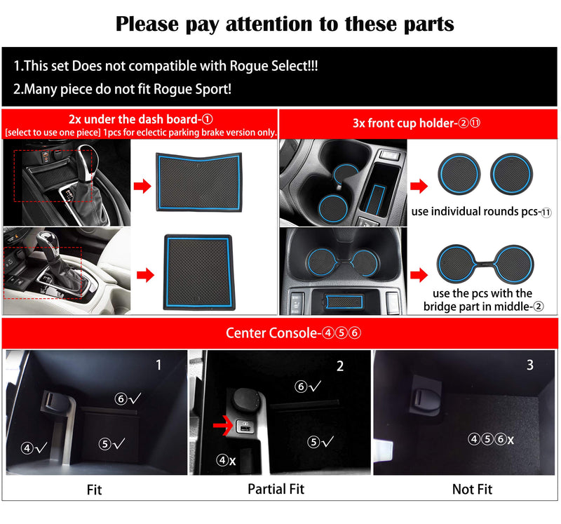  [AUSTRALIA] - Auovo Anti Dust Mats for Nissan Rogue 2020 2019 2018 2017.5 2017 2016 2015 2014 Custom Fit Door Compartment Liners Cup Holder Console Liners Interior Accessories(19pcs/Set) (Blue) Blue