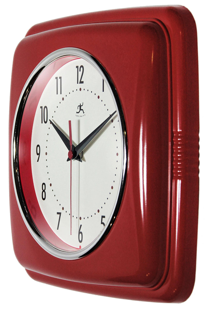 Infinity Instruments 13228RD-4103 Square Clock, Red - LeoForward Australia