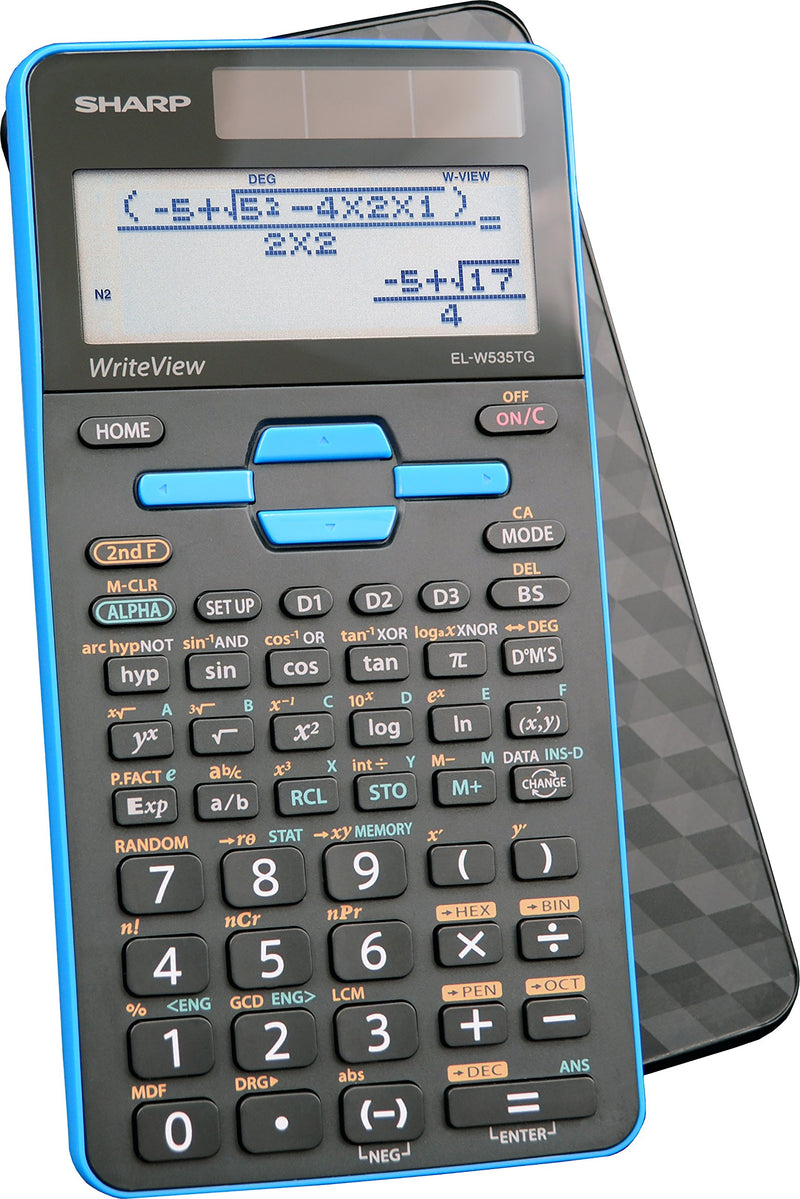  [AUSTRALIA] - Sharp Calculators EL-W535TGBBL 16-Digit Scientific Calculator with WriteView, 4 Line Display, Battery and Solar Hybrid Powered LCD Display, Black & Blue, Black, Blue, 6.4" x 3.1" x 0.6" x 6.4"